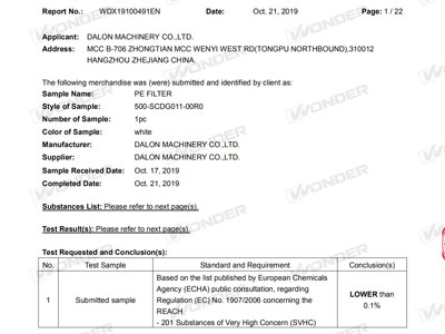 REACH Certificate
